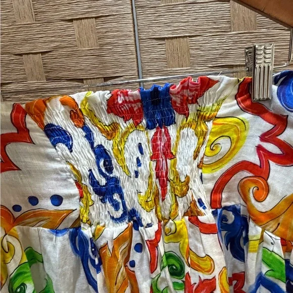 Louise Made in Italy 100% Linen Colorful Baroque Maxi Skirt Size M - Picture 5 of 7